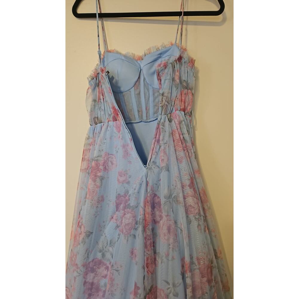 City Studios Floral-Print Bustier Gown in Sky Rose - Picture 4 of 7